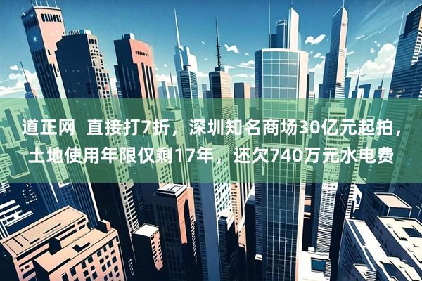 道正网  直接打7折，深圳知名商场30亿元起拍，土地使用年限仅剩17年，还欠740万元水电费